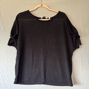 B Young Womens Knit Top Size Small Black Sheer Whimsigoth Fairy Grunge Office